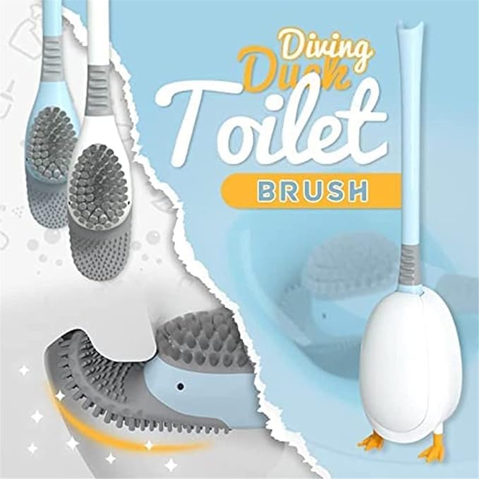 Diving Duck Toilet Brush,Diving Duck Deep Cleaning Home Bathroom Accessories Sets,Revolutionary Soft Silicone Flex Toilet Brush,Creative Silicone Toilet Brush Cleaner Brush (Pink)