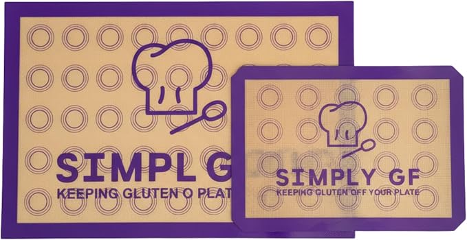 Non-Stick Silicone Baking Mat Set of 2 - Gluten-Free Labeled Reusable Baking Mats for Cookie Sheet - Non Slip & Food Safe - Perfect for Pastries, Macaroons, Bread & Oven Use