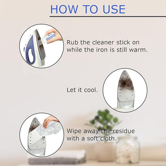Cadie Steam Iron Bottom Cleaner Stick – Removes Build-Up Starch, Melted Fabric, Glue from Hot Iron – Eliminates Sticky Residue On Any Iron Soleplate on The Market - Easy to Use – 3 Pack