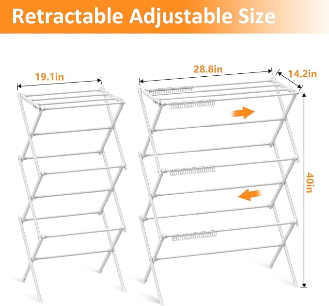 Clothes Drying Rack Drying Rack Clothing Pure White-1pack | for Laundry - 40" x 28.8" x 14.2", Space Saving Foldable Household Indoor&Outdoor