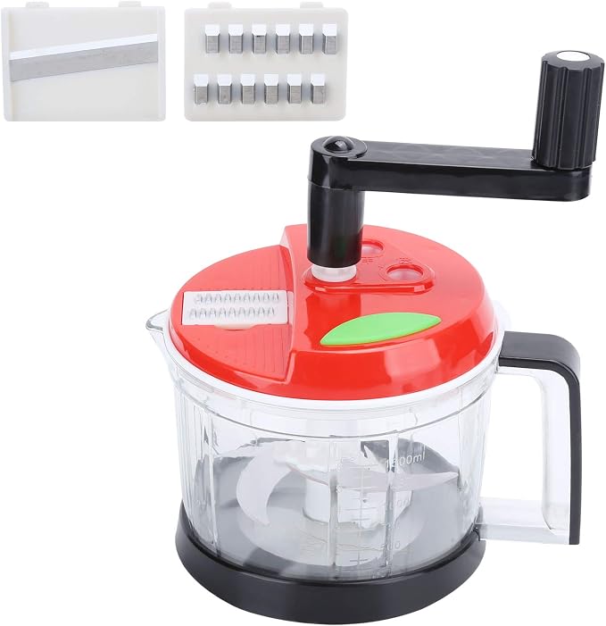 Hand Food Chopper, Vegetable Quick Chopper Manual Food Processor, Easy To Food Dicer Mincer Mixer Blender, Rotary Onion Chopper for Garlic, Salad, Salsa, Nuts, Meat, Fruit(M)