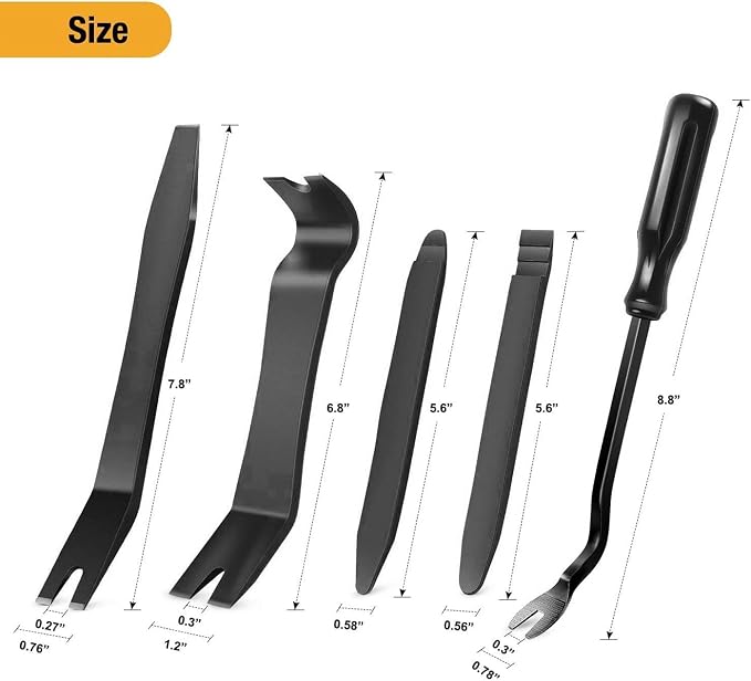 GOOACC 5 PCS Nylon Auto Trim Removal Tool Kit No-Scratch | Removal Tool Kit for Car Clip Panel & Audio Dashboard Dismantle Black