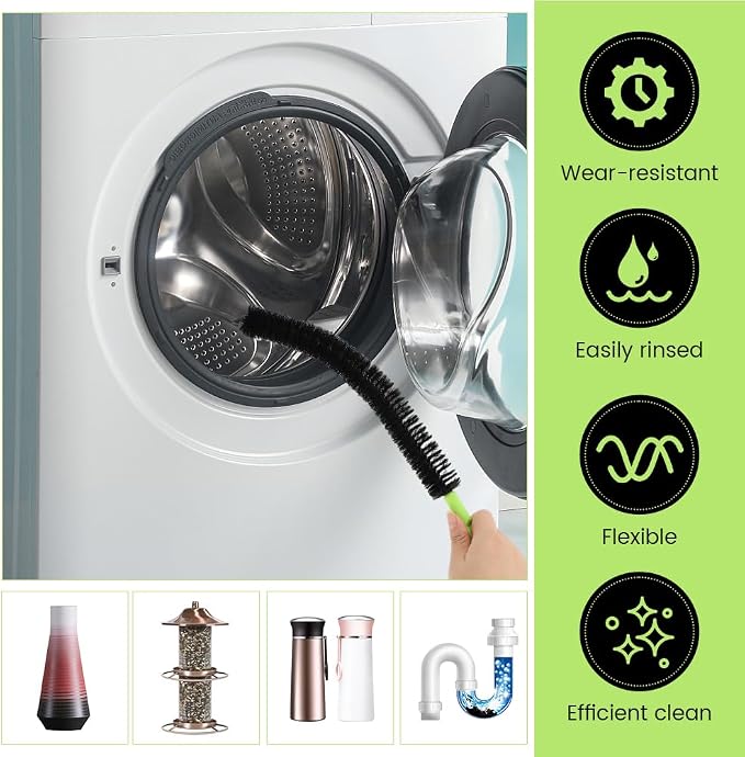 2 Pcs Drain Clean Brush Set,with 2 S-shape Hooks Extended Dryer lint Removal Brush Drain Clog Remover for Toilet, Kitchen Sink, Sewer Drain, Bathroom Tub(size:16 inch)
