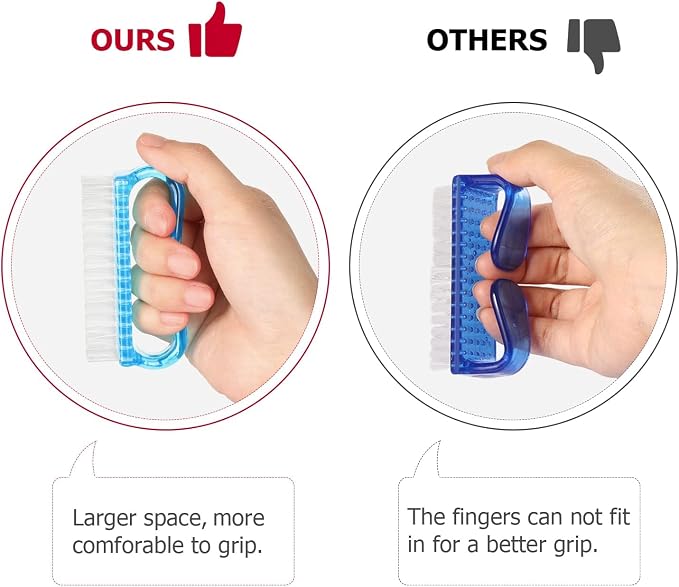 Larbois Handle Grip Nail Brush, Hand Fingernail Brush Cleaner Scrubbing Kit Pedicure for Toes and Nails Men Women (4 Pack) (Color-7)