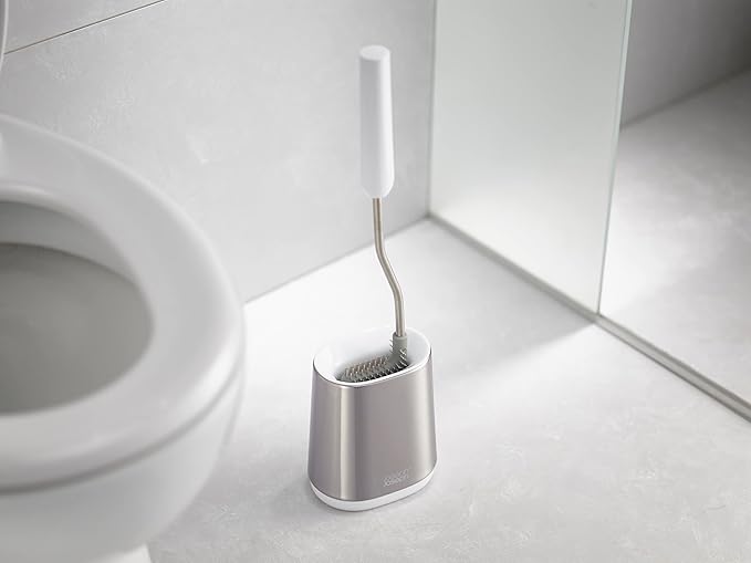 Joseph Joseph Flex Lite Stainless Steel Toilet Brush, Pack of 2, White