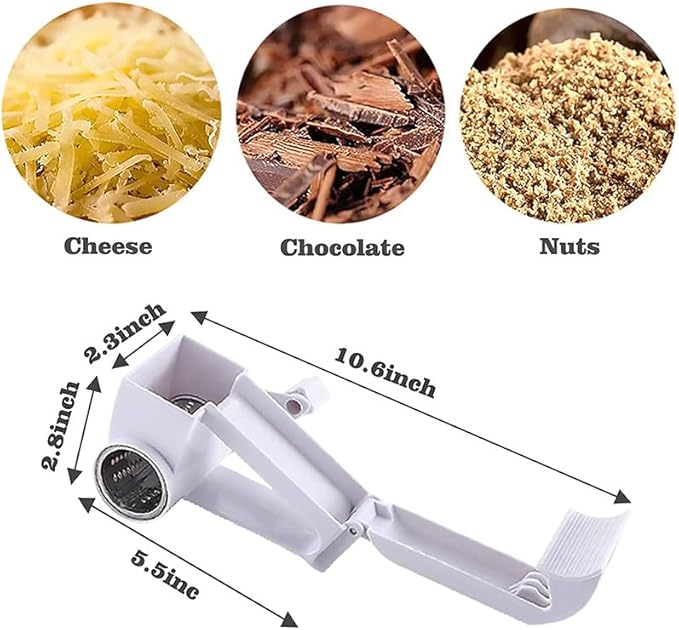 Olive Garden Rotary Cheese Grater Parmesan with 2 Stainless Steel Drums for Hard Cheese, Nuts, Chocolate