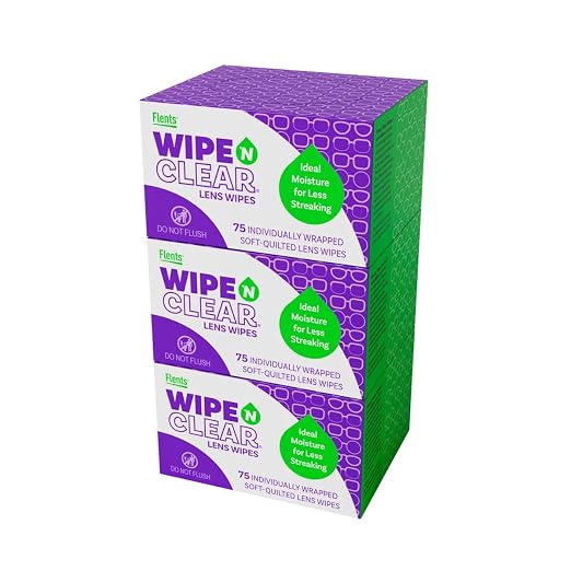 Flents Lens Wipes, Wipe 'N Clear, Pre-Moistened & Streak-Free, 225 Count | Safe for Glasses, Sunglasses, Gentle Cleaning, Clear Vision, Individually Wrapped for Travel & Convenience, Made in the USA