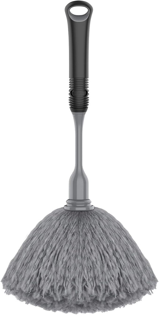 MR.SIGA Microfiber Delicate Duster with Non Slip Handle, Gray & Black | Gentle on delicate surfaces, washable microfibre duster head
