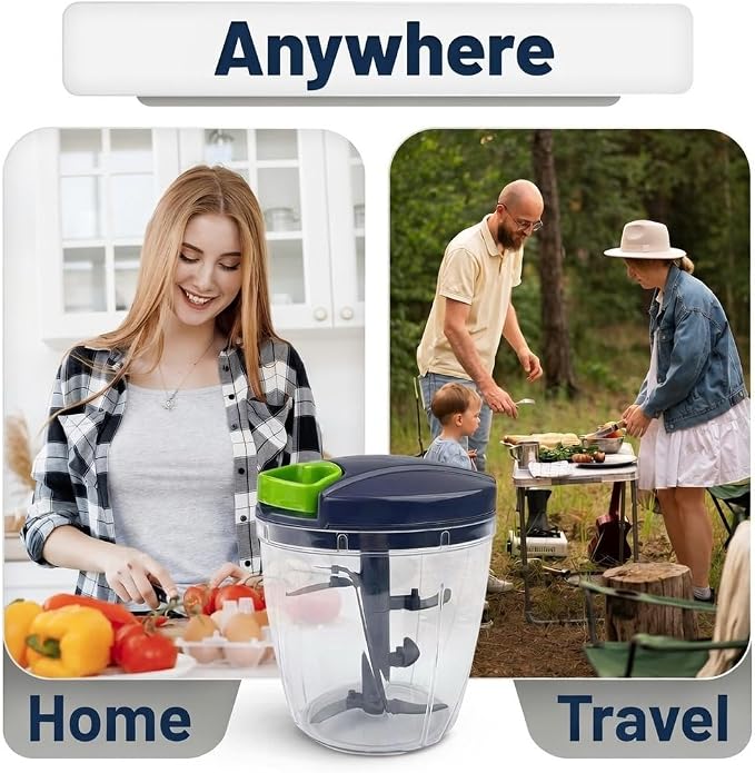 INCITATUS - Manual Garlic Chopper - Pull String Chopper - Manual Food Processor - Vegetable Cutter 30 fl oz - Pull Cord Onion - BPA Free Bowl & Stainless Steel Blades