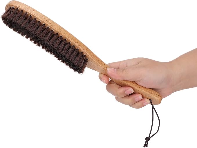 Clothes Brush Garment Brush Lint Remover Brush with Genuine Soft Horsehair and Wooden Handle for Coat Men Suits Shoes Jacket Furniture Car Mat and Pet Hair