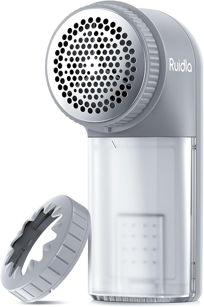 Ruidla Fabric Shaver Lint Remover, Sweater Shaver to Remove Pilling | Lint Shaver with 2-Speed Power Adjustment, Fuzz Shaver for Clothes Balls-Battery Operated, Easy Removable Bin for Fuzz(Grey)