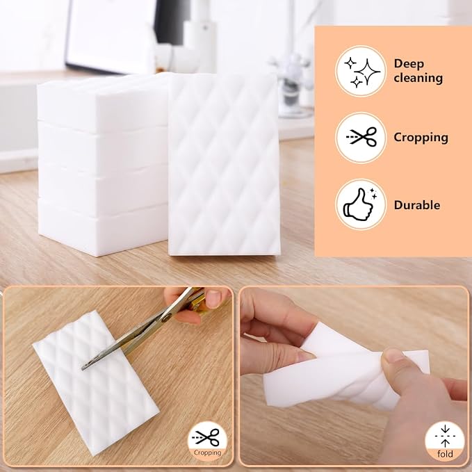 Magic Cleaning Sponge Eraser, 20 Pack Melamine Sponges 2X Density | Just add Water,No Chemical Cleaners Required,Multi-purpose Cleaning Sponge for Kitchen, Bathroom,Bathtub, Sink,Furniture