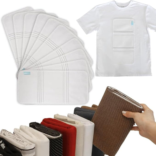 10-Pack Medium PLIIO Shirt Folder & Clothes Organizer - Foldable T-Shirt Folding Board, Drawer Organizer for Clothing, Space-Saving Wardrobe & Suitcase Storage Solution