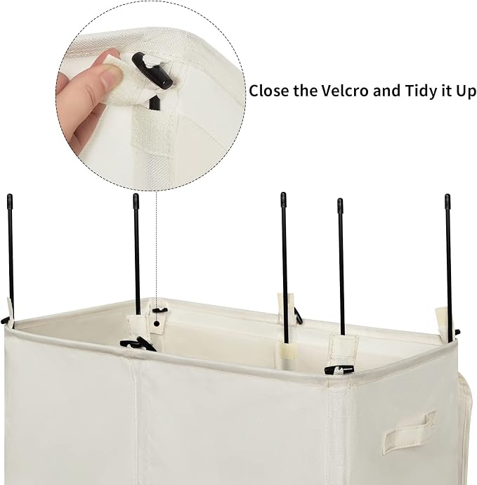 WOWLIVE 140L Double Laundry Hamper 2 Section with Lid and Removable Bags | Divided Laundry Basket, Large Dirty Clothes Hamper with Handle, Collapsible Laundry Storage for Dorm Room, College, Beige
