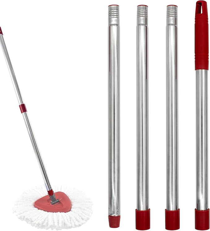 Mop Handle for Ocedar, Mop Handle for O Cedar, 4-Section Spin Mop Handles Replacement for Ocedar Spin Mop and H2pro Flat Mop, 30" to 58" Adjustable Extra Long Stainless Steel Handles for O Cedar Mop