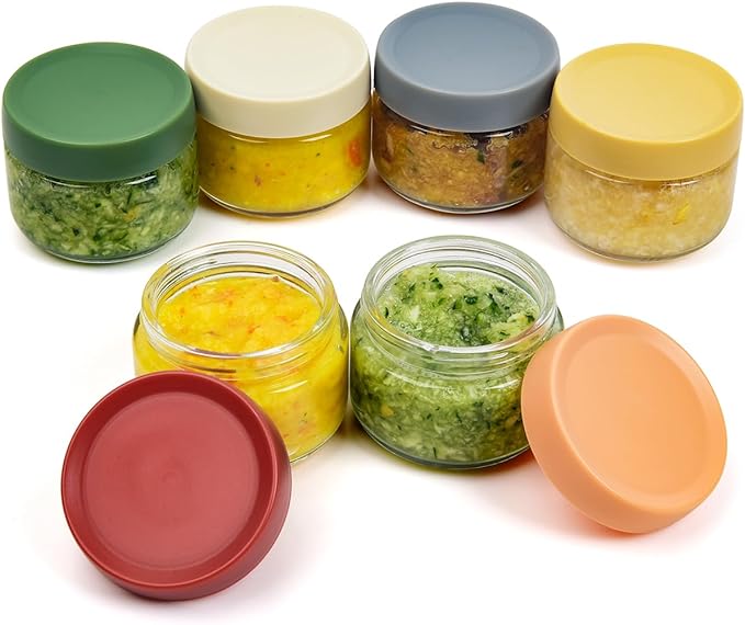 EONJOE 2 oz Glass Dressing Containers With Lids, Sauce Jars for Lunch, 6pk | Airtight ,BPA Free,Perfect for salad dressing sauce dip condiment to go lunch box Accessories , Dishwansher safe