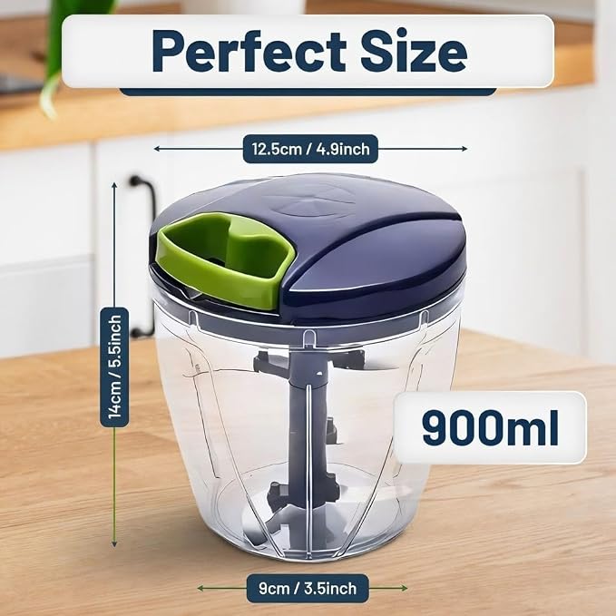 INCITATUS - Manual Garlic Chopper - Pull String Chopper - Manual Food Processor - Vegetable Cutter 30 fl oz - Pull Cord Onion - BPA Free Bowl & Stainless Steel Blades