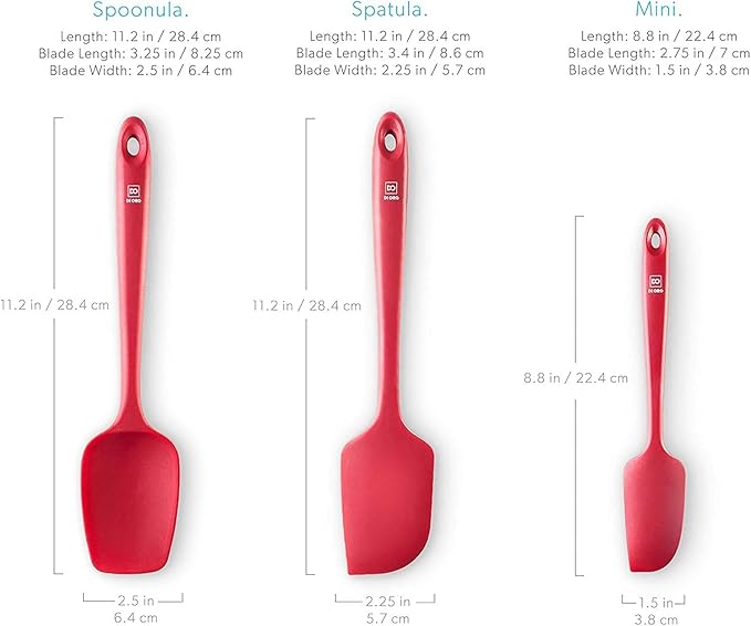 DI ORO® 3-Piece Silicone Spatula Set - 315°C Heat Resistant Non Stick Rubber Kitchen Spatulas for Cooking and Baking - Award-Winning Professional Grade Spatula Set - Best Silicone Utensil Set