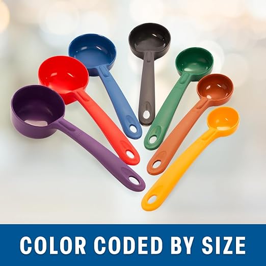 Cook’s Rite-Size Portion Control Serving Spoons Set, Color-Coded Portion Control Spoons, Spoodles Kitchen Utensils, Heat-Resistant Copolymer Plastic (7 Sizes, 2–12 oz)