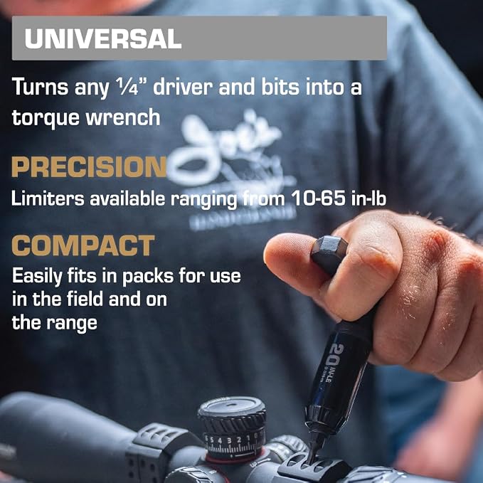 Fat Stix Individual Limiter 10-65 Inch-Pounds with Preset Torque, Accurately Tightens, Reversible, Compatible with Wheeler Fat Stix T-Handle Driver, for Gunsmithing, Reloading, and Torque Adjustment