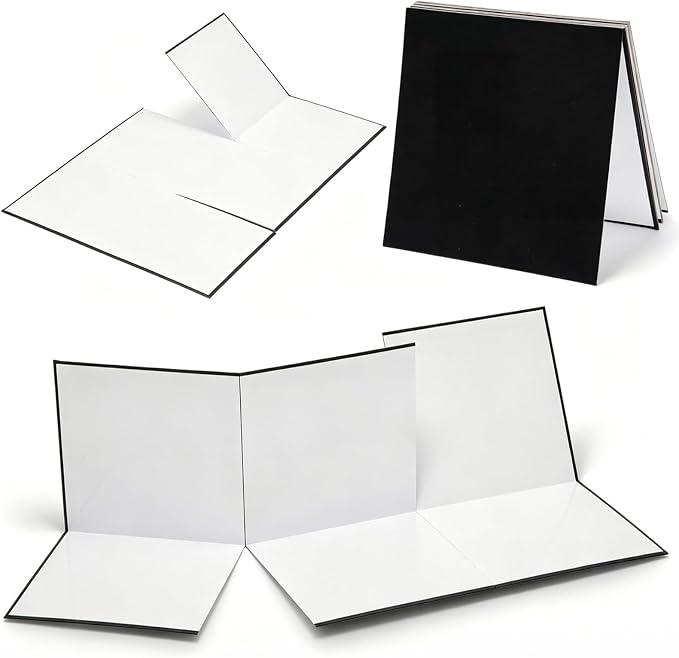 Zhanmai 4 Pcs Folding Blank Game Board 18 x 27 Inches Make Your Own Game Board, Quad Fold Dry Erase Blank Games Boards for School Classroom DIY Games Activities (6 Folds)