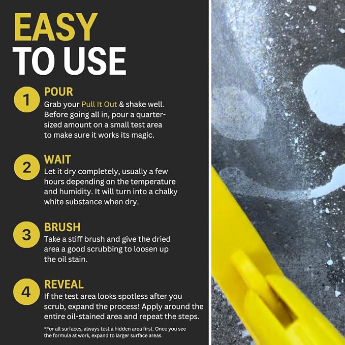 CHOMP! Concrete Oil Stain Remover: Pull It Out Removes and Cleans Oils, Greases from Garage Floors & Driveways, 128 Fl Oz