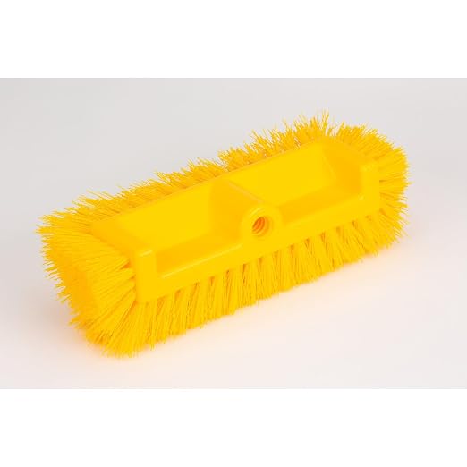 SPARTA Multi-Level Tile Scrub Brush 12" Wide Brush Head, Heavy-Duty Tile Cleaning Brush with End Bristles for Commercial Tiles, Tubs and Floor, Plastic, 12 Inches, Yellow, (Pack of 12)