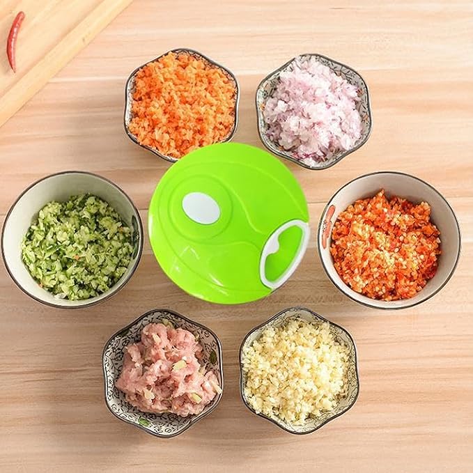 Manual Vegetable Chopper – 500ml Hand Pull Food Processor for Garlic, Onion, Ginger, Fruits, Nuts & Herbs
