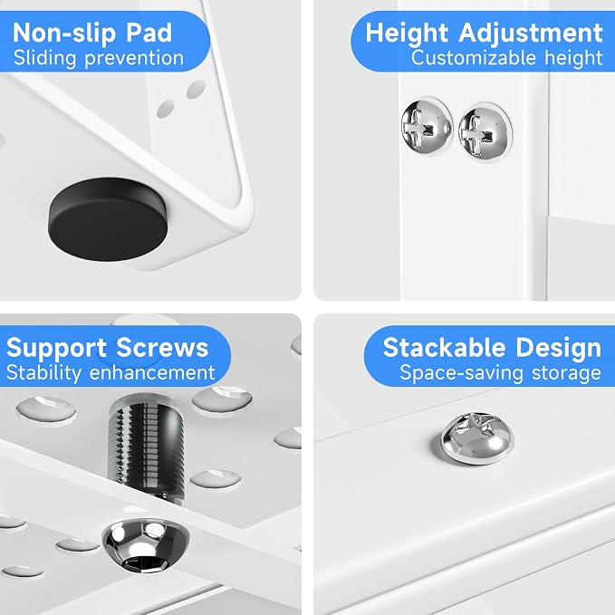 Expandable Cabinet Shelf Organizers, Kitchen Small Stand Rack Organization for Countertop Cupborad Pantry Desktop Spice Rack, White 3 Pack