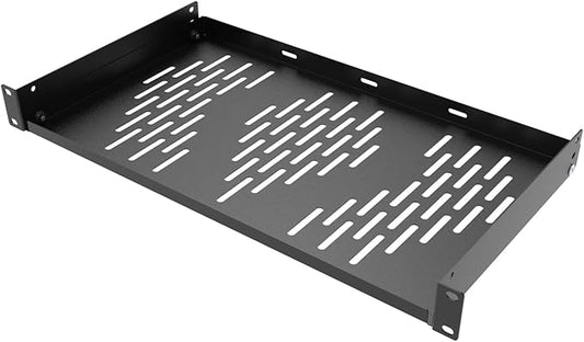 Beiyier 1U Universal Rack Shelf, 10" Deep Vented Cantilever Tray, for 19” Network Equipment Rack & Cabinet (1PCS, Black)