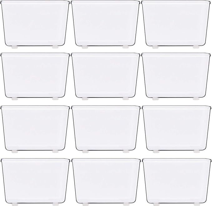 Simple Houseware Clear Desk Drawer Organizer, 3.25"x 3.25", 12 Packs | For Desk, Office, Bathroom, Makeup, and Craft Storage