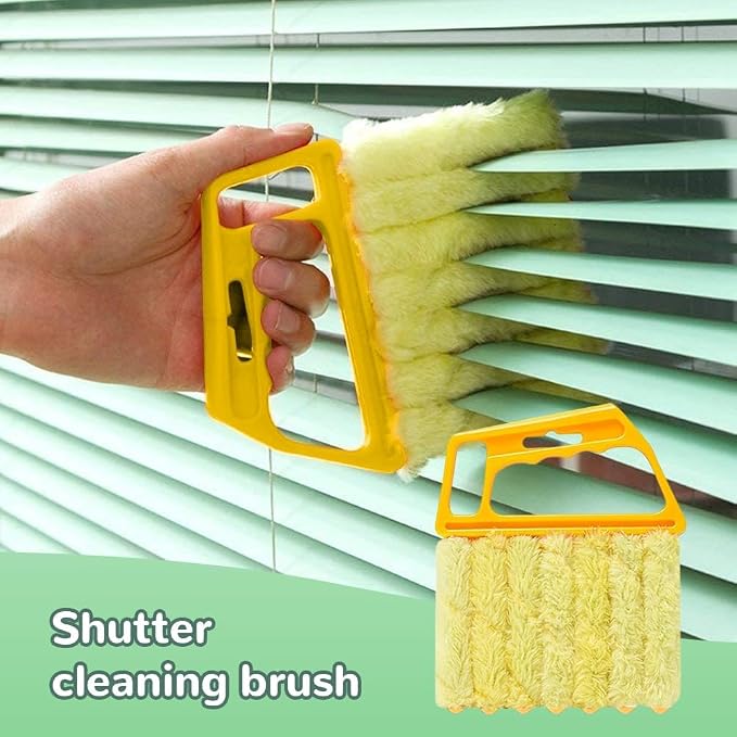 Window Blind Cleaner Duster Tool, 7 Finger Scrub Brush with Washable Microfiber Sleeves, Color Coded Cleaning Kit for Mini Vertical Blinds, Air Conditioner Vents and Fans