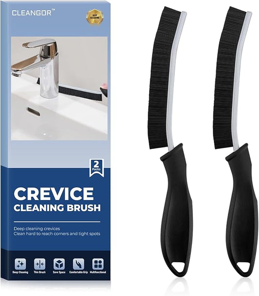 CLEANGOR Crevice Cleaning Brushes, Cleaner Scrub Brush Tool for Tight Space | Home Essentials, Cleaning Supplies for Hard to Reach Corner, Shower, Bathroom, Kitchen, Toilet, Window