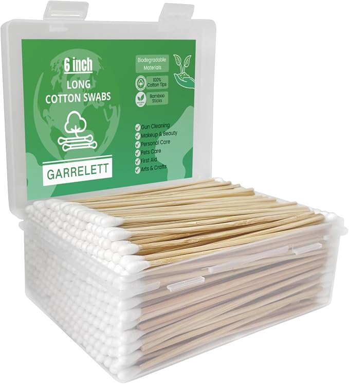 6 Inch Long Cotton Swabs, Pointed or Round Tips for Cleaning | Pointed, Round, and Mixed-Tip Cotton Swab Options with 6 Inch Wooden Handles for Firearm, Electronics, Craft, and Tasks