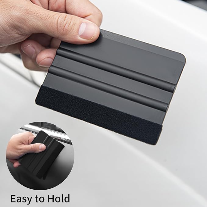 AMZDEPOT Squeegee for Vinyl, 2 Pcs, 4 Inch, Black | Extra 2 Felt Replacements, Car Wrap, Craft Sign Making, DIY Crafting, Window
