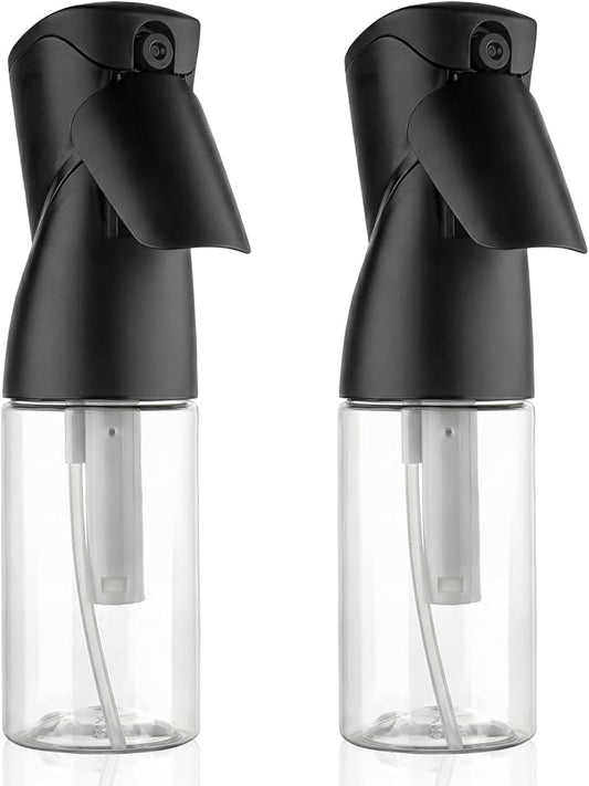 Spray Bottles 250ml/8.5oz 2 Pack Continuous Spray Bottle for Hair Refillable Fine Mist Sprayer Water Spray Bottles for Cleaning Kitchen Hair Care Skin Toner(Black)