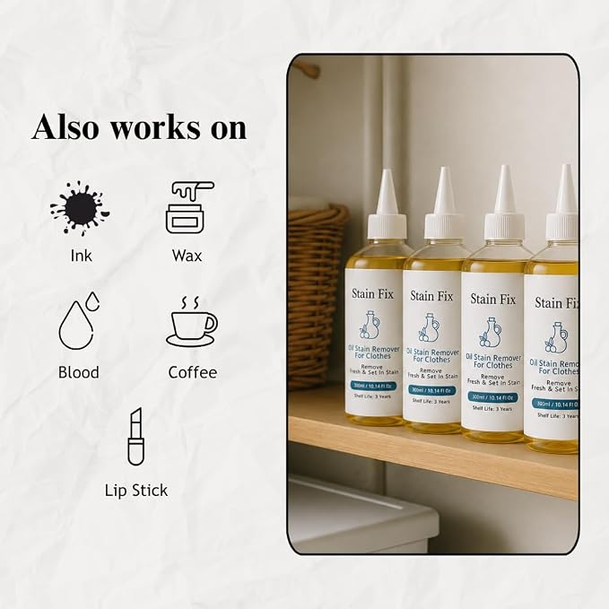 Oil & Grease Stain Remover for Clothes (8.72oz) – For Laundry | Removes Dried, Set-In Cooking Oil, Engine & Mechanic Grease Stains – Deep Fabric Spot Remover, Safe for All Fabric Types