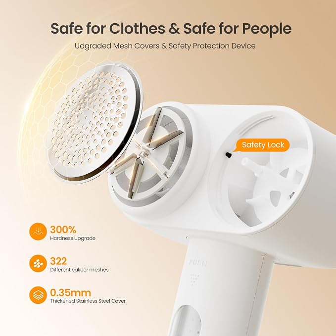 Mosthink Fabric Shaver, 2-in-1 Electric Lint Remover & Build-in Lint Brush | Dual-Head Lint shaver for Clothes Furniture | 3-Speed Fuzz & Pilling Remover | Sweater Shaver with LED Display | Rechargeable