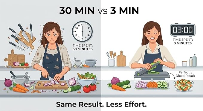 14-in-1 Vegetable Chopper with Container – Veggie Chopper Vegetable Cutter, Onion Dicer, Food Chopper with 8 Blades, Potato Slicer for Salad, Carrot – BPA Free Kitchen Gadget, Dishwasher Safe