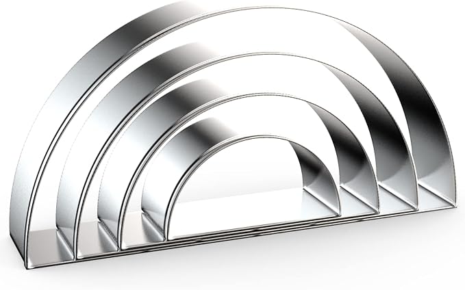 Half Circle Semicircle Cookie Cutter Set Large - 5 Inch, 4 Inch, 3 Inch, 2 Inch - Watermelon Frame Plaque Cookie Cutters Shapes Molds - Stainless Steel