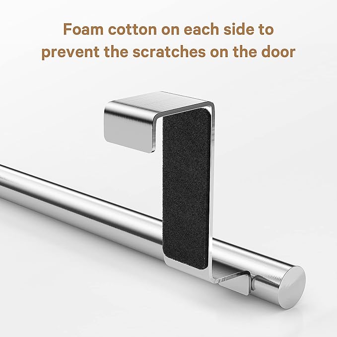 Stainless Steel Over Door Towel Rack Bar Holders for Universal Fit on Over Cabinet Cupboard Doors 2 Pack (Sliver)