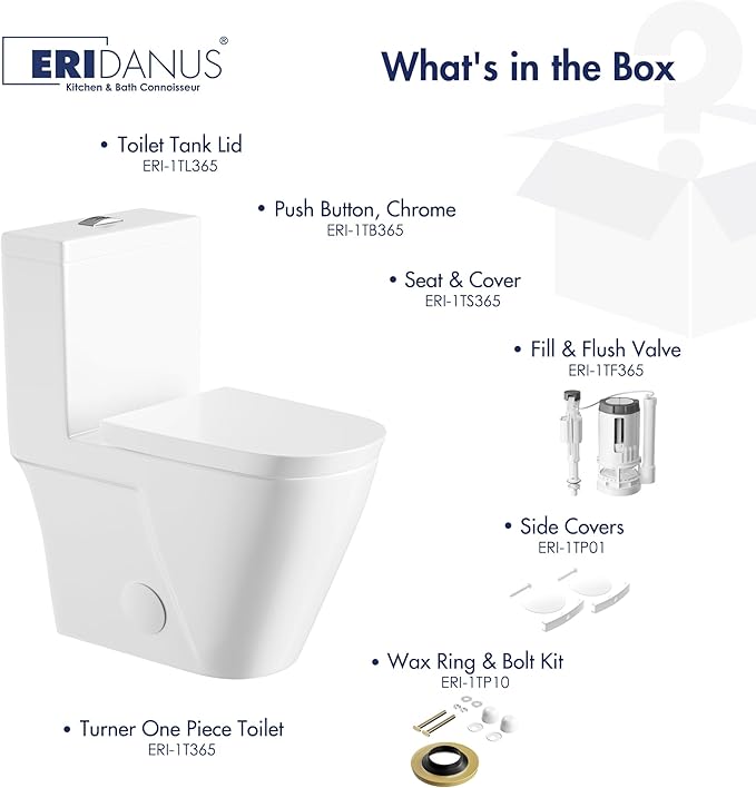 Eridanus One Piece Toilet with Comfort Chair Seat ADA Height 17.3", Powerful Dual Flush Modern Toilet, 1.1/1.6 GPF, 12" Rough-In, Elongated Toilet with Soft Closing Seat, White