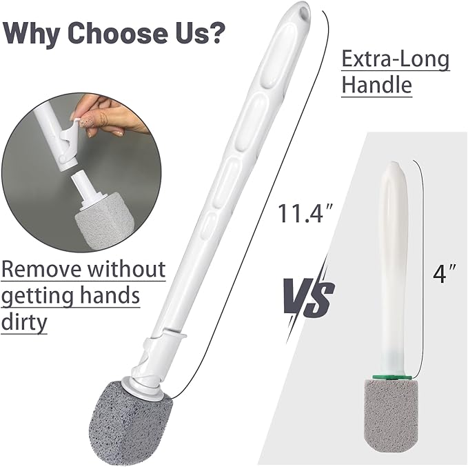 Upgrade Pumice Stone Toilet Bowl Cleaner for Toilet Bath Kitchen Household Cleaning,16.7Inch Bathroom Cleaner Brush Toilet Wand+ Pumice Stones (5 Pack)