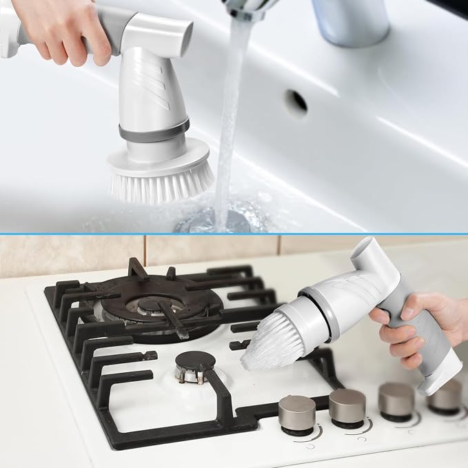 Electric Spin Scrubber, Bathroom Shower Electric Scrubber for Cleaning Tub/Tile/Floor/Sink/Window, Power Cleaning Brush Rechargeable Cordless with 4 Replaceable Cleaner Brush Heads