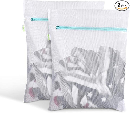 OTraki 2 PCS Mesh Laundry Bags, 16 x 20 inch Net Washing Bag with Zips Laundry Bags for Washing Machine Delicates Laundry Bag for Socks Bra Stockings Garment Underwear