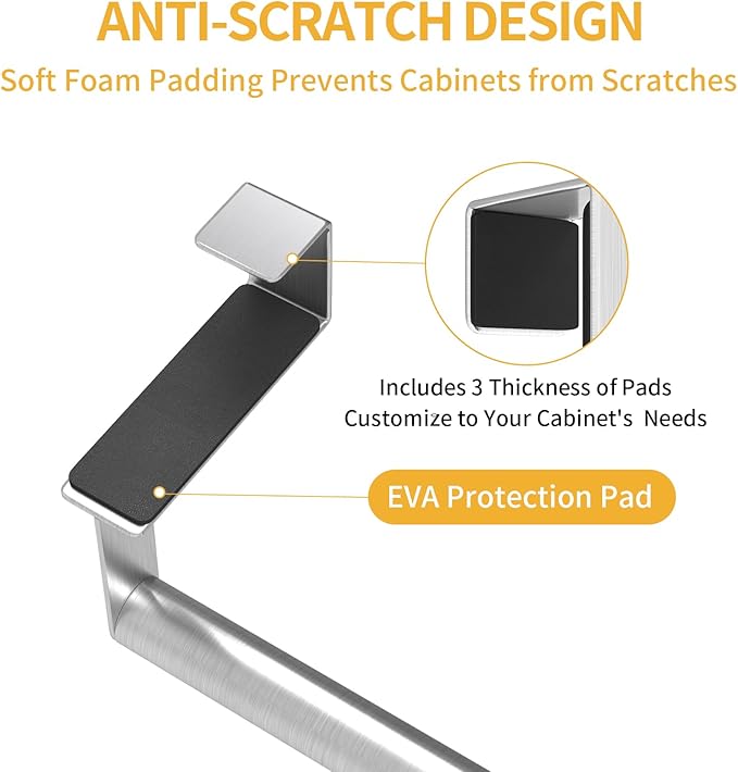 STWWO Over the Door Towel Rack, Kitchen Towel Holder Over Cabinet Door Towel Bar Stainless Steel for Cupboard for Kitchen Dish Towel Holder Hanger Rv Towel Rack, 2 Pack (Brushed Nickel)