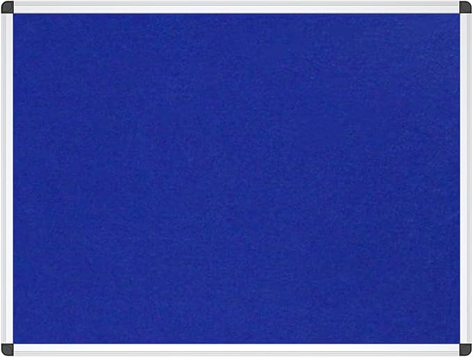 VIZ-PRO Notice Board Felt Blue, 36 X 24 Inches, Silver Aluminium Frame
