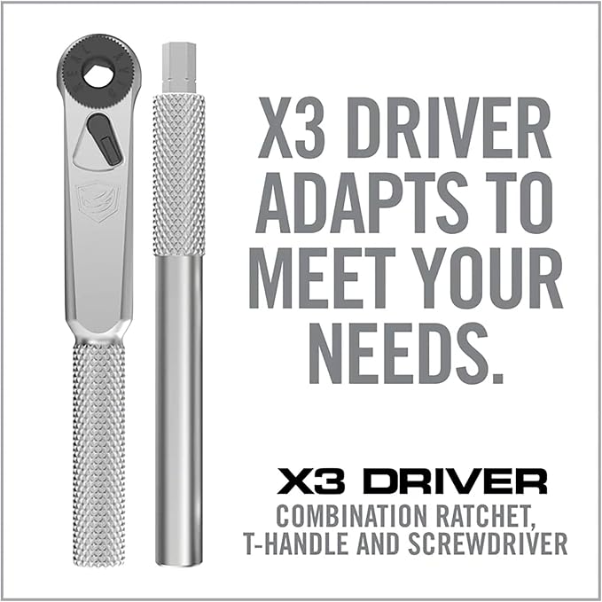 Real Avid X3 Ratcheting Screwdriver Set with 13 Bits, 3-in-1 Driver, T-handle & Extension - Includes 4 Hex 4 Torx 3 Metric 4 Standard Hex & Phillips