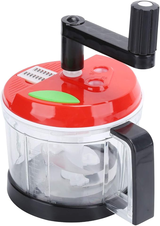 Hand Food Chopper, Vegetable Quick Chopper Manual Food Processor, Easy To Food Dicer Mincer Mixer Blender, Rotary Onion Chopper for Garlic, Salad, Salsa, Nuts, Meat, Fruit(M)