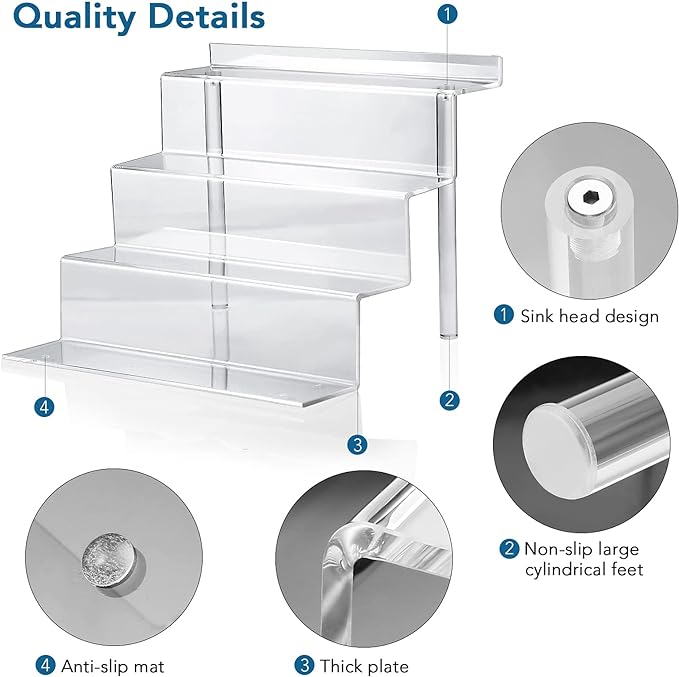 bigantss 9 Inch Acrylic Shelf for Perfume Organizer, 4 Tier Funko POP Shelves, Cologne Organizer Tiered Riser Display Stand, Acrylic Display for Decoration
